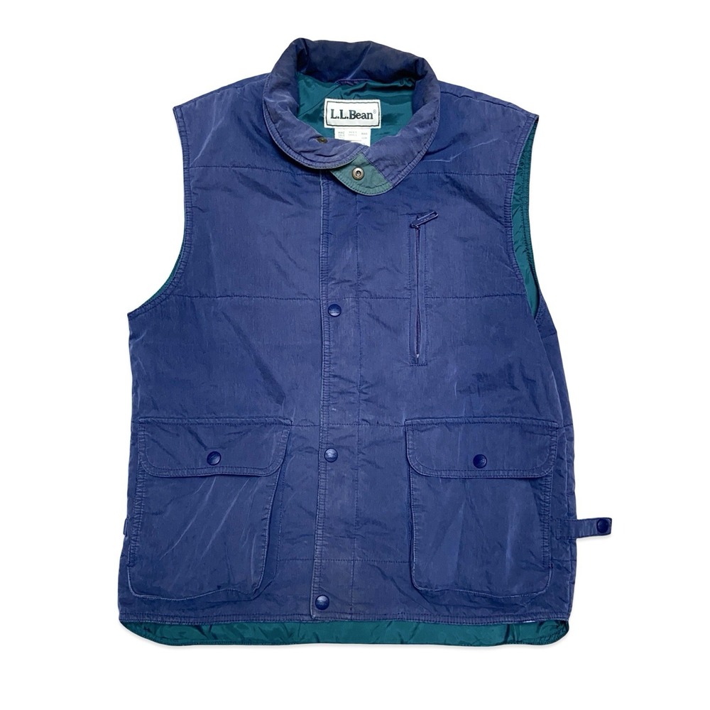 Vintage L.L.Bean Insulated Vest Men's S Navy Blue Nylon Thinsulate Made Thailand